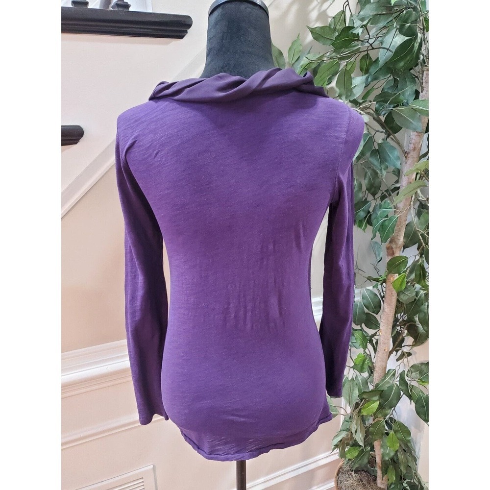Loft Womens Purple Solid 100% Cotton Cowl Neck Long Sleeve Top Blouse Size Small - Picture 5 of 10